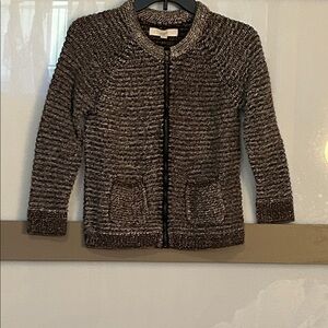 LOFT Black and Gray Textured Knit Blazer